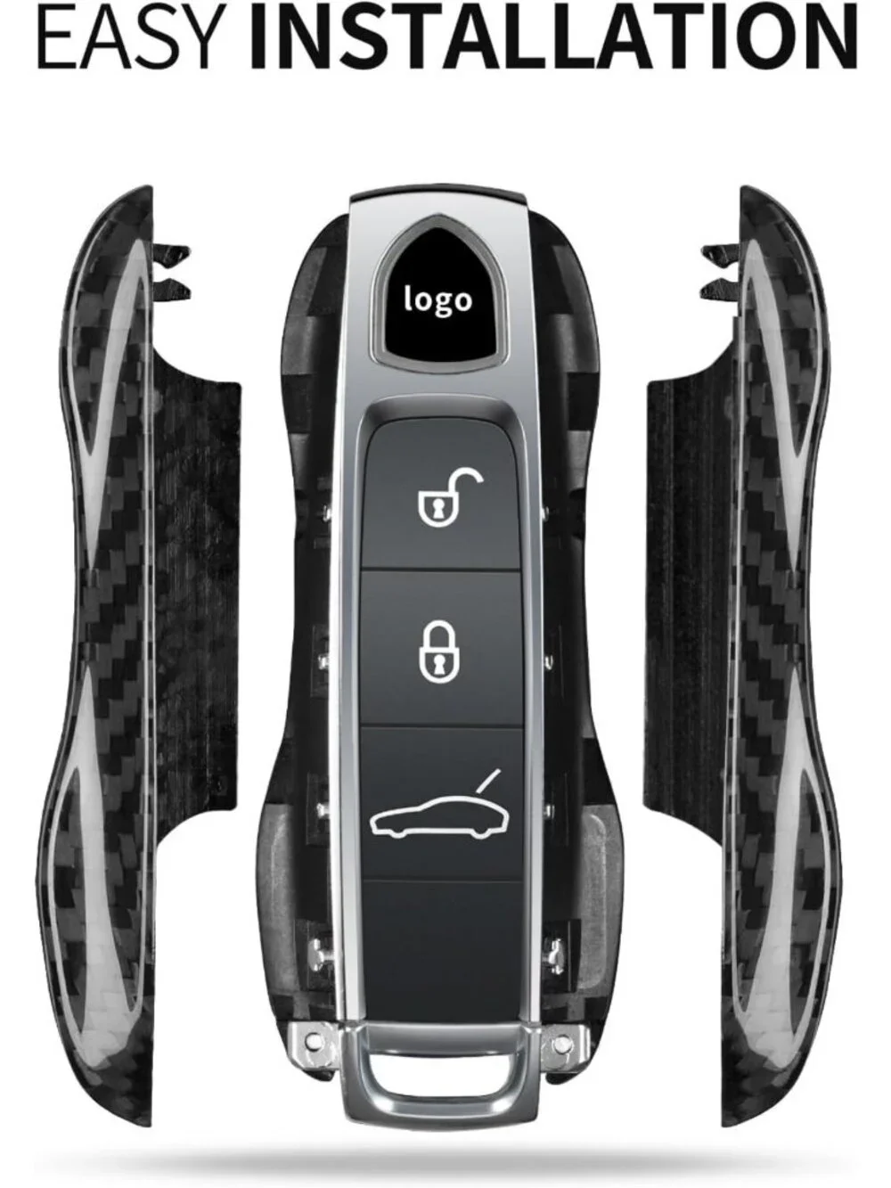 Sleek Carbon Fiber Key Fob Cover for Porsche Cayenne, Panamera, 911, Taycan